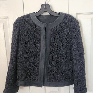 Sak's 5th Avenue Signature Vintage Silk Jacket with Black  Lace overlay size 4